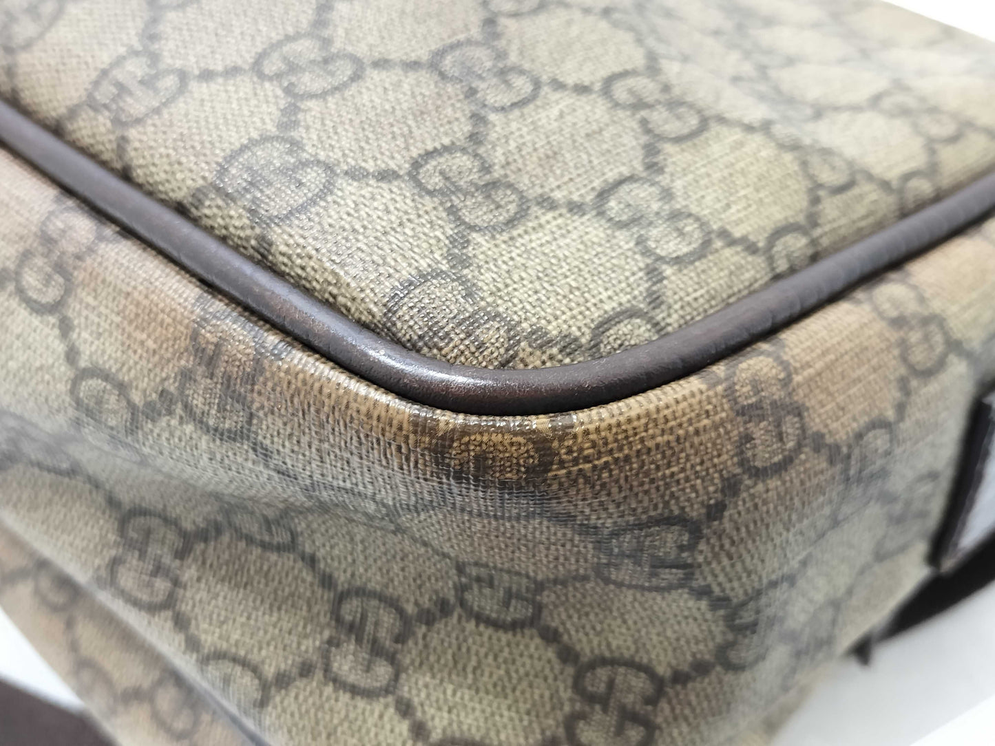 GUCCI GG Supreme Shoulder Bag 114531 Leather x PVC Ivory x Brown Shoulder Bag
