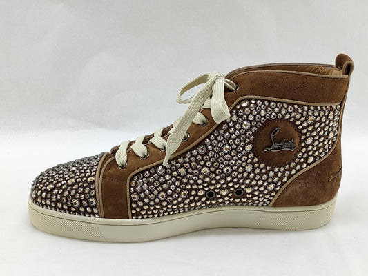 Christian Louboutin Louis Swarovski Studded High-Top Sneakers Size 43
