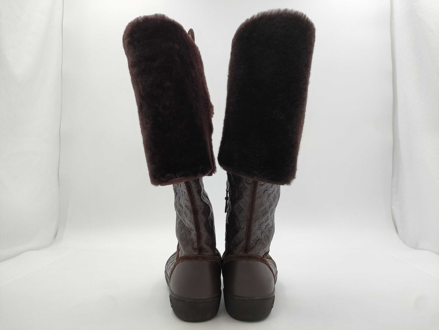 LOUIS VUITTON Monogram Mouton Leather Long Boots Size 35 Other Shoes