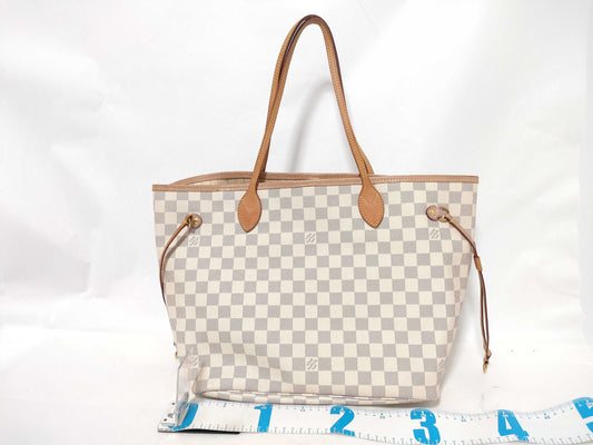 LOUIS VUITTON Damier Azur Neverfull Tote Bag with Pouch