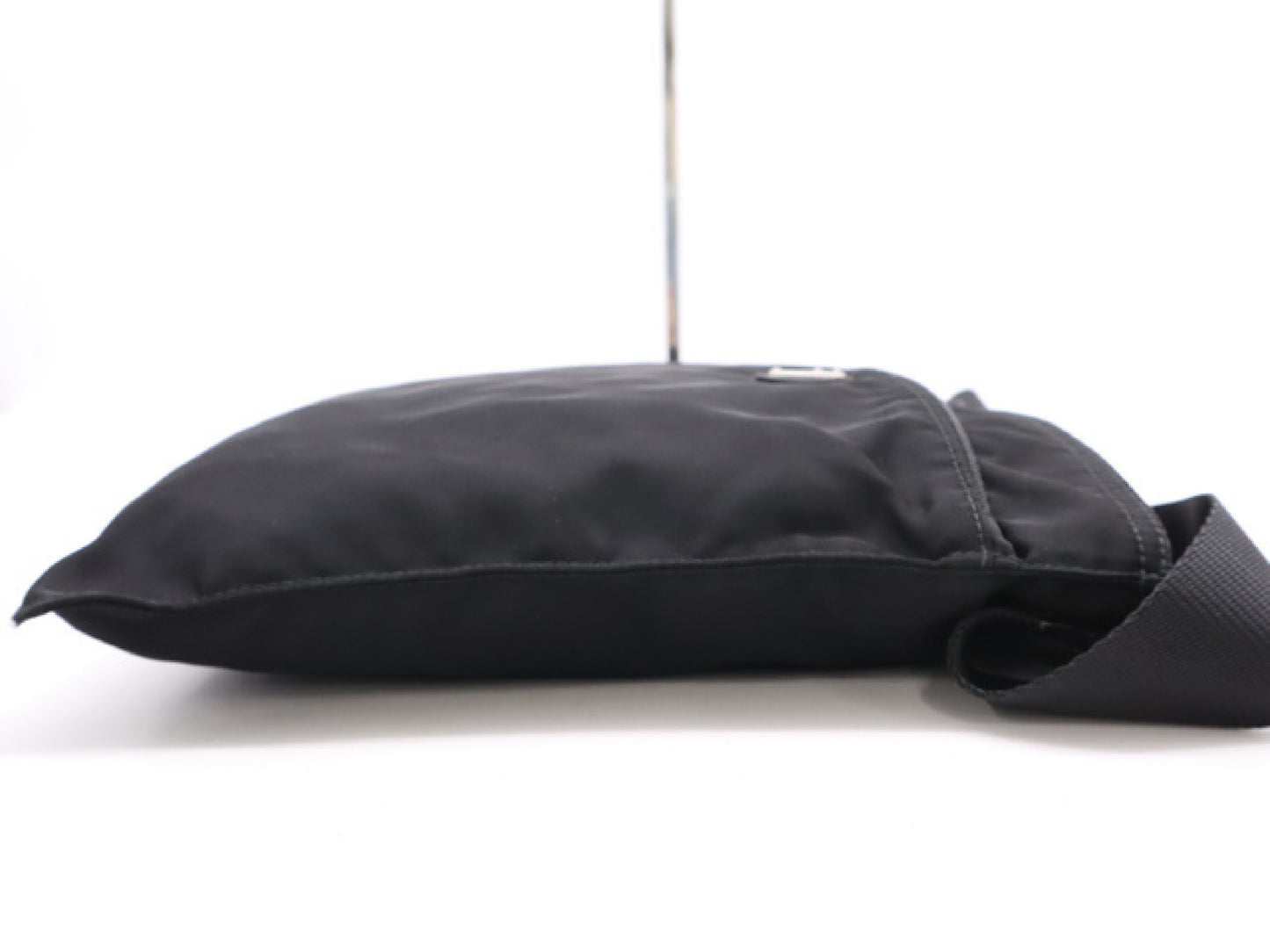 PRADA Nylon Logo Plate Square Shoulder Bag Black Shoulder Bag