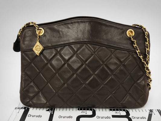 CHANEL Lambskin Chain Tote Shoulder Bag