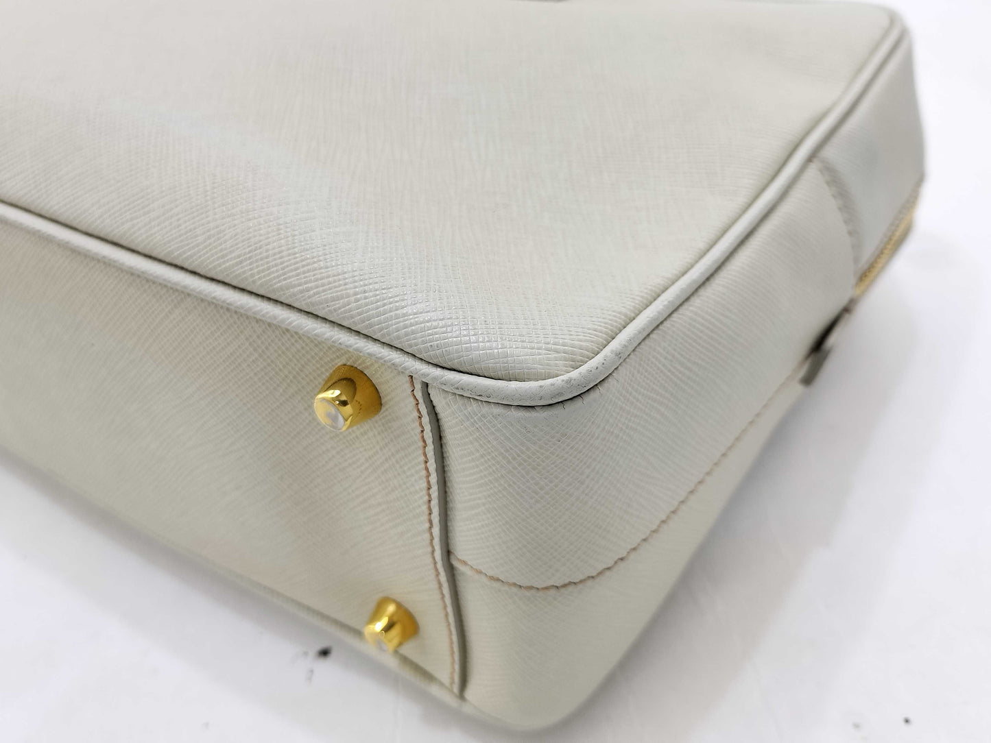 PRADA Saffiano Square Tote Bag with Logo Plate