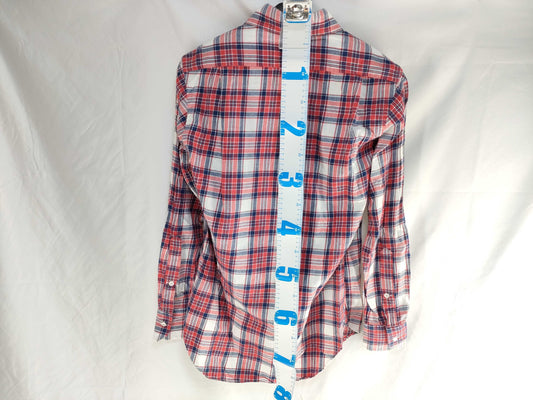 THOM BROWNE Long Sleeve Check Shirt Red Tops