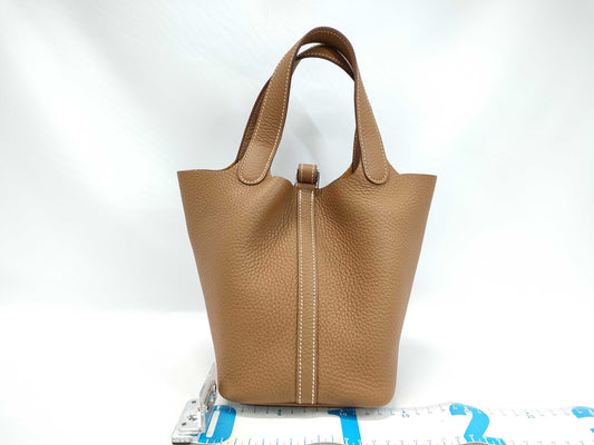 HERMES Picotin Lock 18 PM Gold with Silver Hardware, Double Stamped Handbag
