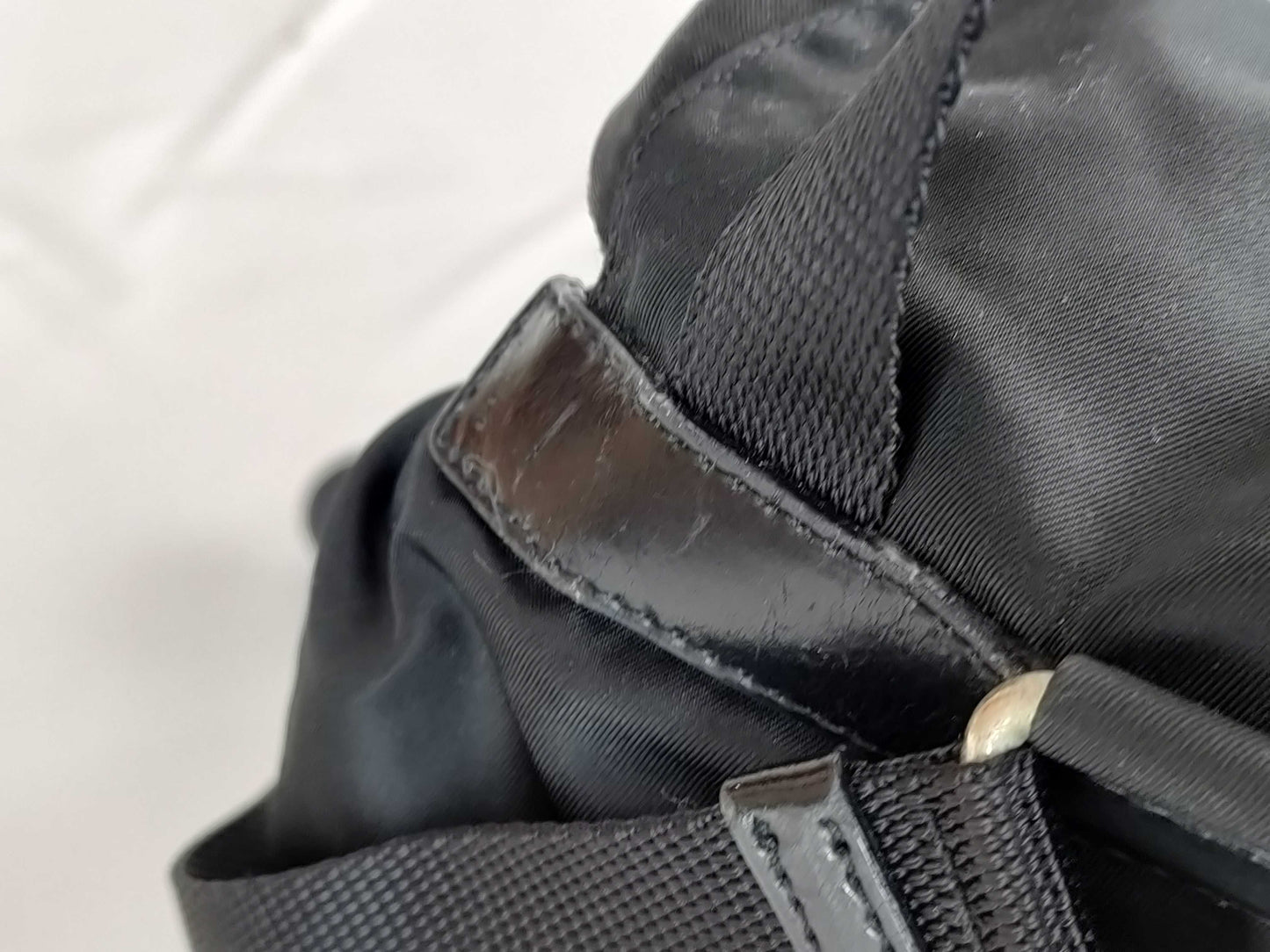 PRADA nylon backpack with triangle logo in black