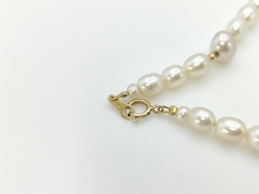 Semi-Round Pearl Diameter: Approx. 3.3-8.0mm, 18K Gold, 7.0g, Bracelet/Bangle