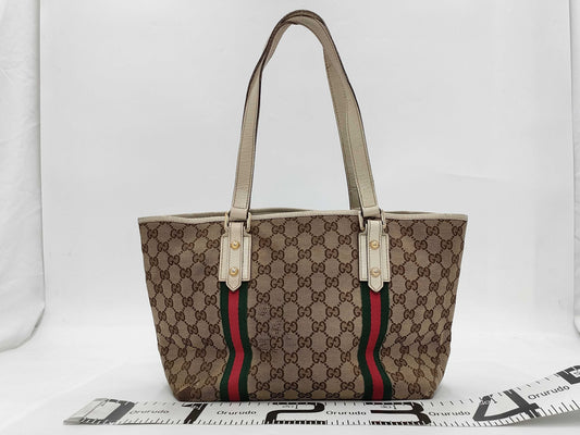 GUCCI GG Canvas Sherry Line Tote Bag