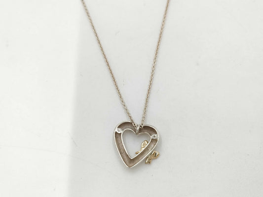 Ribbon Heart Necklace SV925 / AU750 Pendant