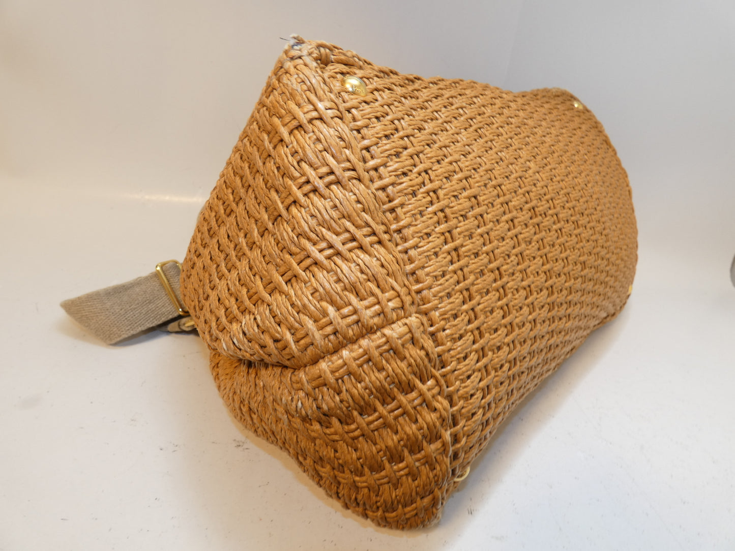 PRADA 2-way raffia canapa shoulder tote bag