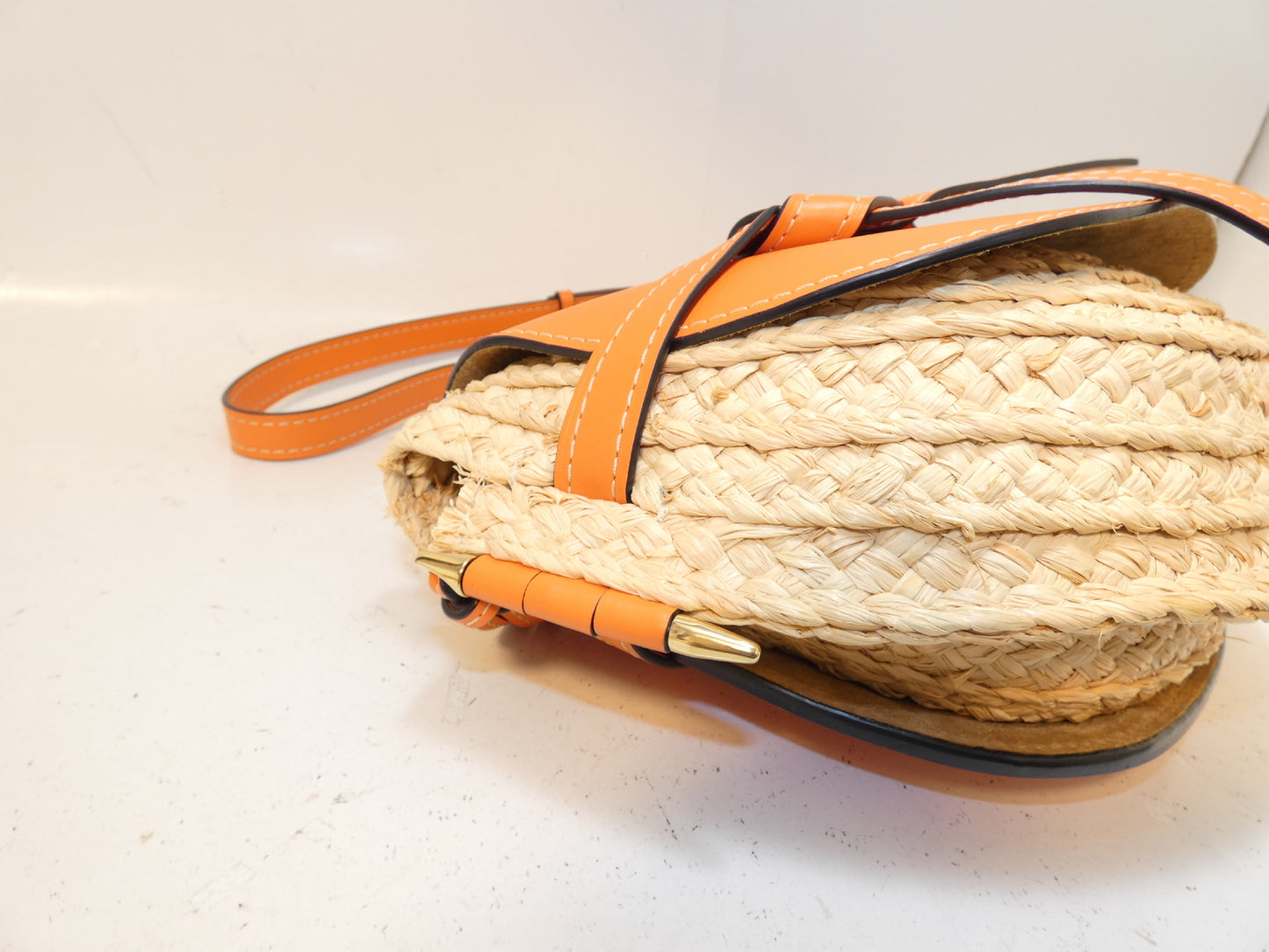 LOEWE Gate Bag Raffia Leather Shoulder Bag
