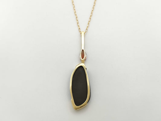 Ammolite 27.49ct Sunstone 1.84ct D0.12ct K18 15.3g Necklace