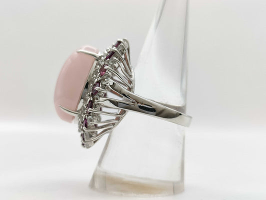 14.64ct Colored Stones, Transparent Stones, 15.2g K18WG Ring