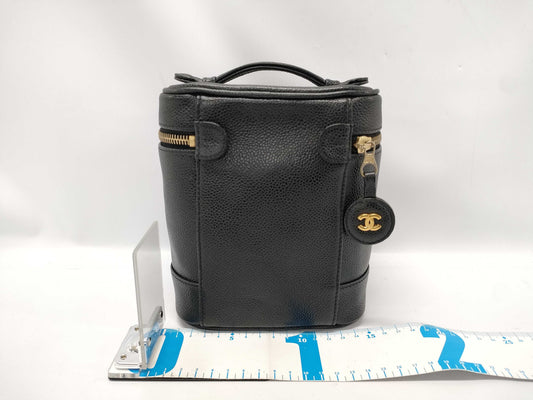 CHANEL Caviar Skin Coco Mark Vanity Bag Black 7822427 Handbag
