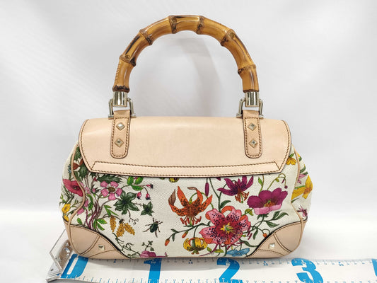 GUCCI Bamboo Turnlock Flora Handbag 137351