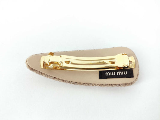 Miu Miu Tweed Wool Hair Clip Barrette Hair Accessory
