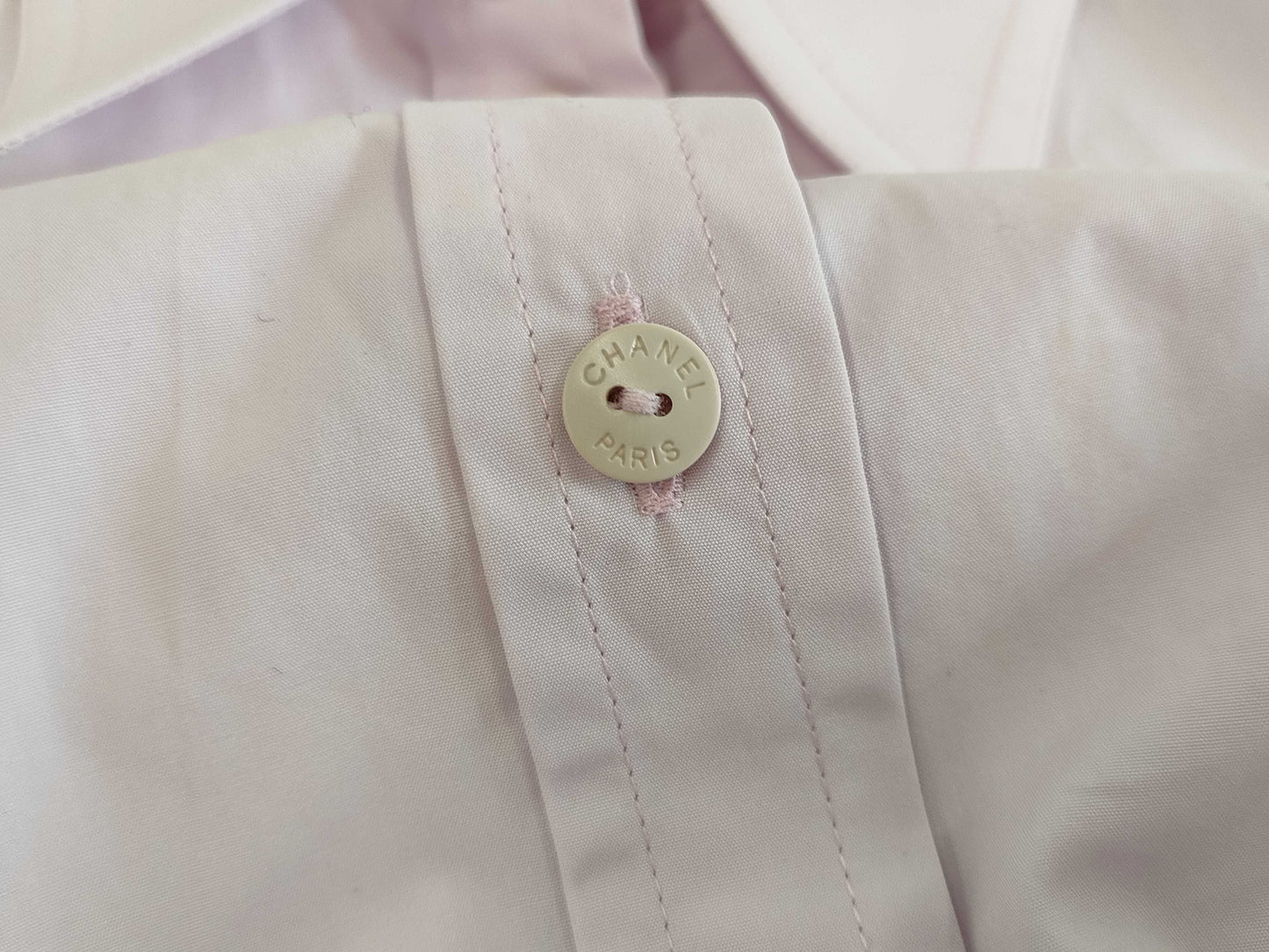 CHANEL CHANEL Dress Shirt Top Pink Paper Tag Size M Shirt