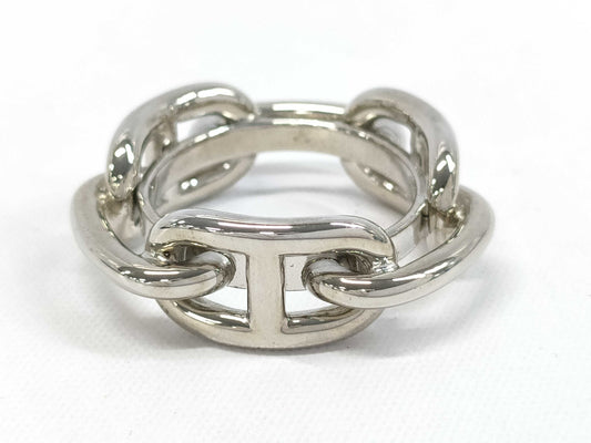 HERMES Metal Chaine d'Ancre Scarf Ring, Silver, with Box, Other Accessories