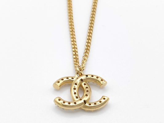 CHANEL Coco Mark Rhinestone Necklace with Box