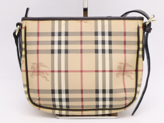 BURBERRY PVC x Leather Nova Check Shoulder Bag Brown Beige Shoulder Bag