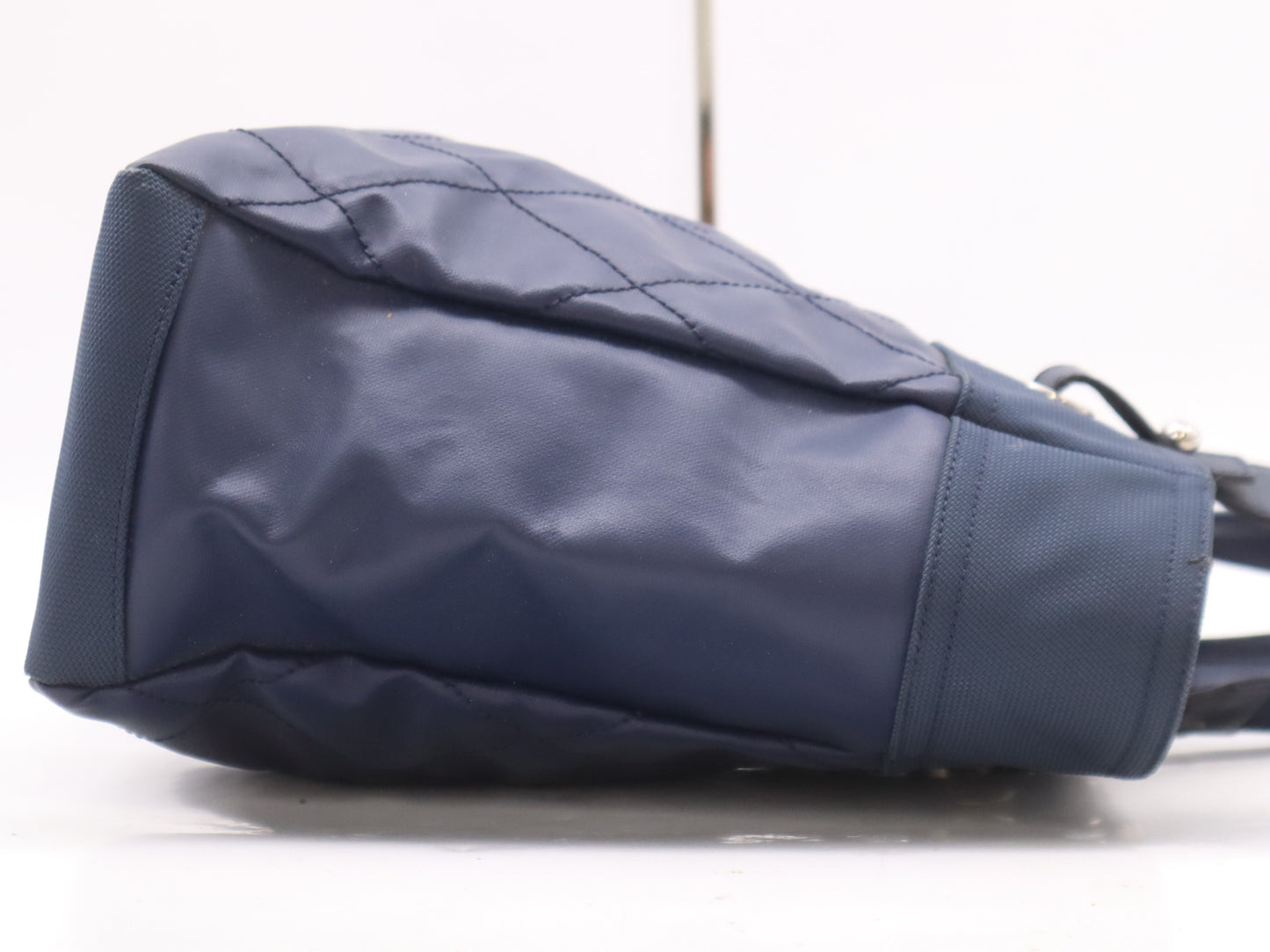 CHANEL Paris Biarritz Tote MM Leather Canvas with Silver Hardware and Navy Seal 15564244 Tote Bag