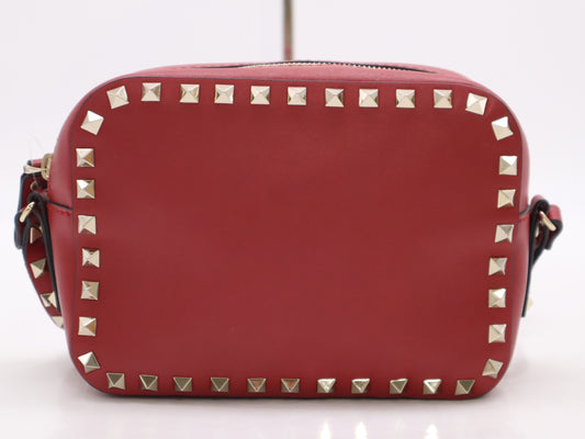 VALENTINO QW0B0809VSF Garavani Leather Rockstud Red Shoulder Bag
