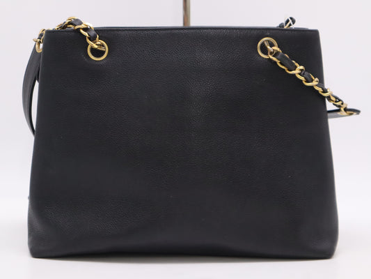 CHANEL Caviar Skin Coco Mark Chain Black GD Hardware Unclear Seal Shoulder Bag