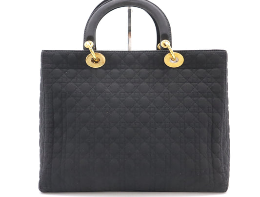 Dior Lady Dior Canvas Lady Dior Large Handbag Black Handbag