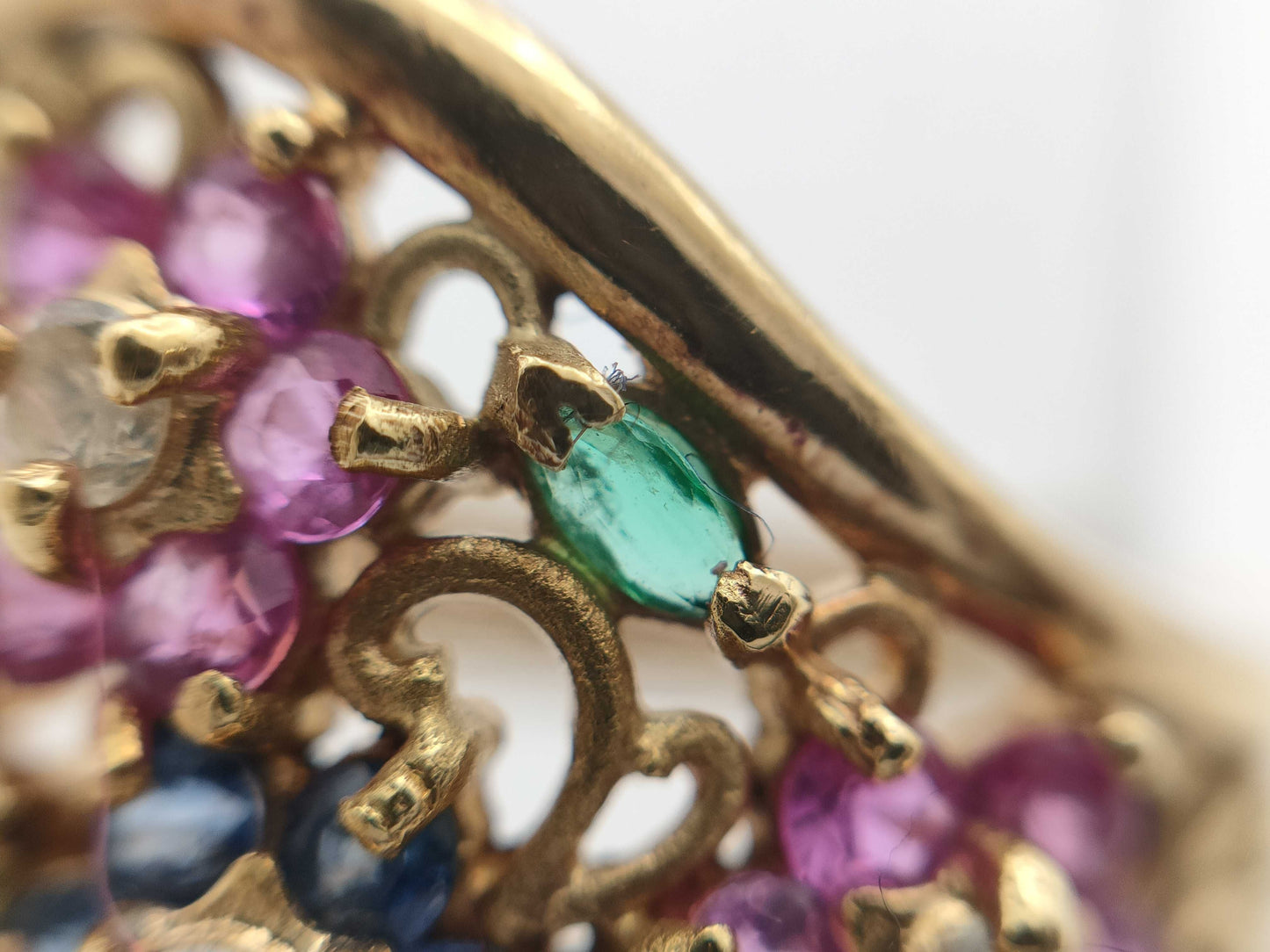 Ruby, Sapphire, Emerald, D0.10ct, 18K Gold, 5.9g Ring