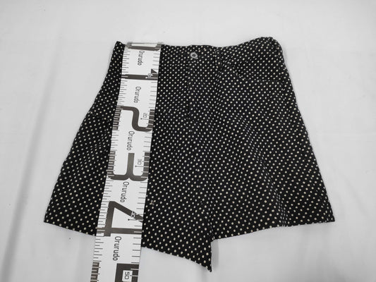 Ys Yohji Yamamoto Polka Dot Pattern Asymmetrical Shorts, Black, Size 2
