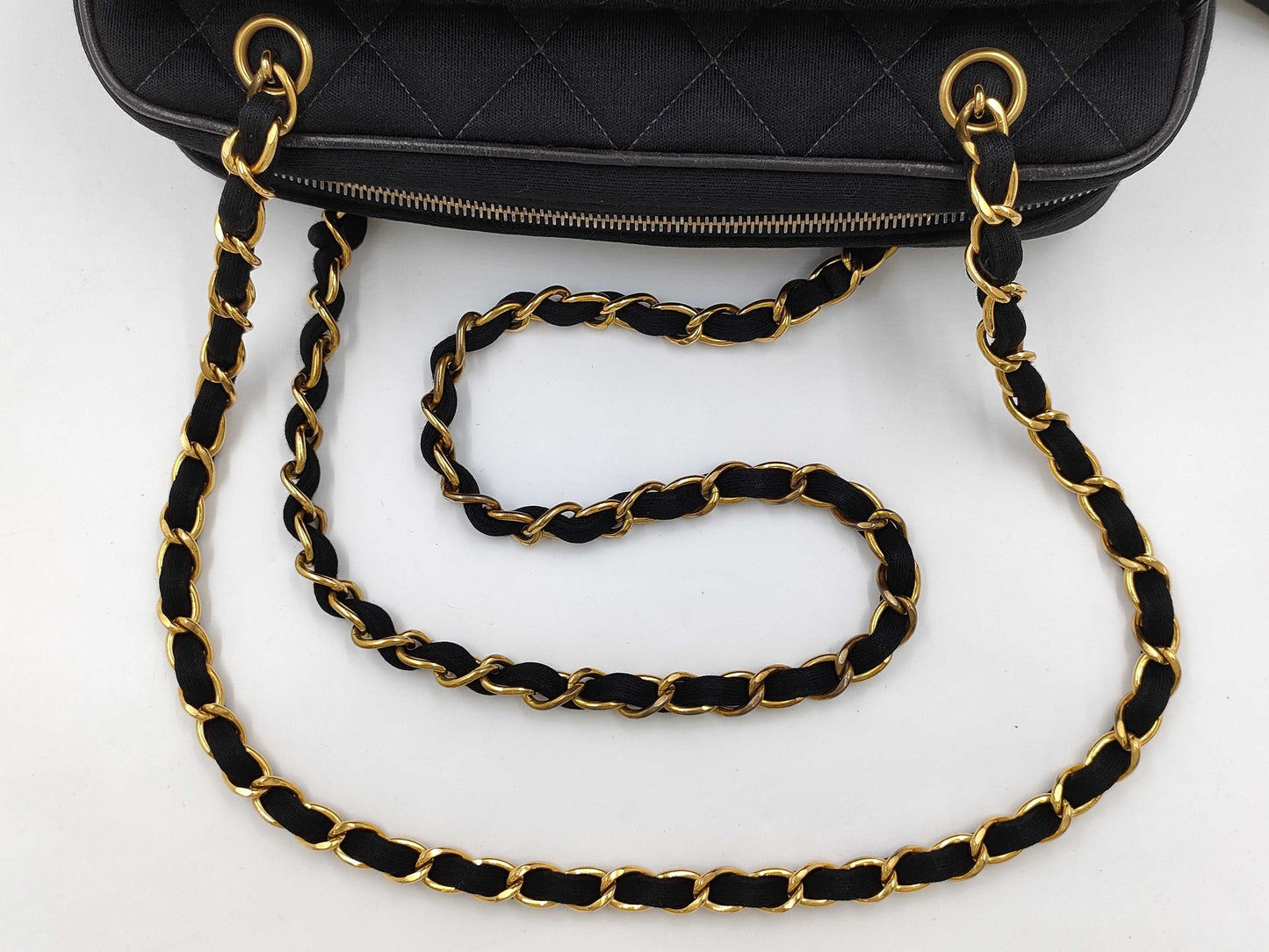CHANEL Matelasse Chain Shoulder Bag, Cotton, Black, No. 1, Shoulder Bag