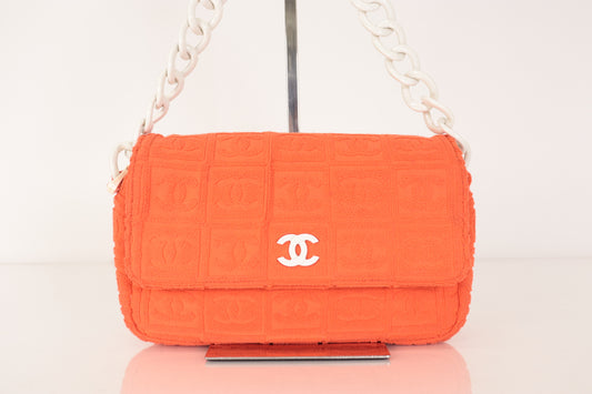 CHANEL Coco Mark Plastic Chain Shoulder Bag, Orange, No. 7
