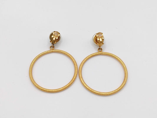 CHANEL Chanel Hoop Earrings with Pearl and Coco Mark