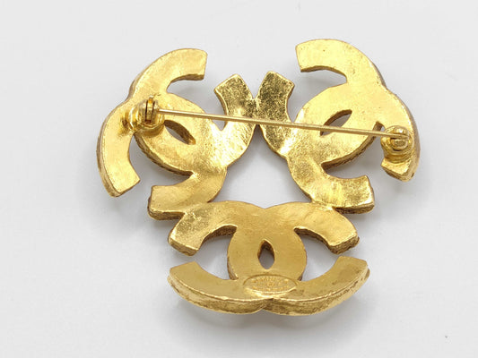 CHANEL 94A Brooch Triple Coco Mark Brooch