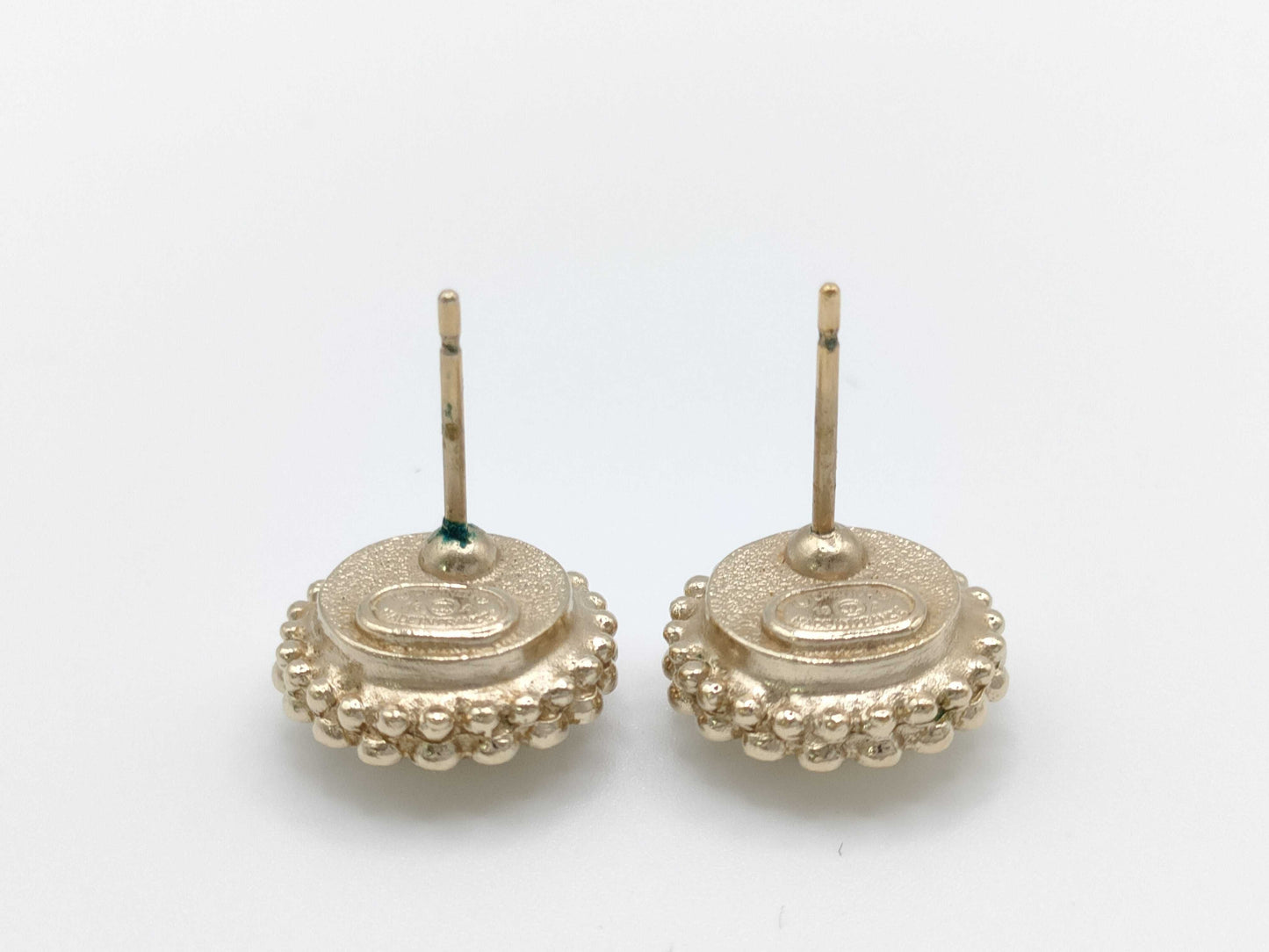 CHANEL Faux Pearl Earrings with Rhinestones