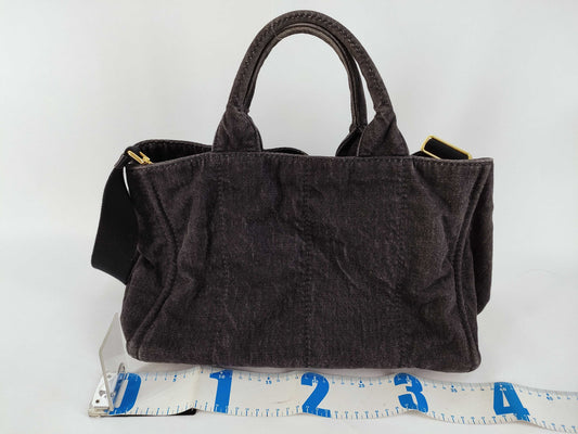 PRADA Canapa Tote Bag Denim Gray B2642B Tote Bag