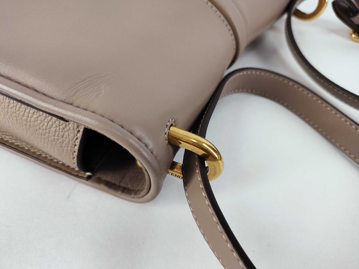 FENDI Camon Medium Shoulder Bag in Grey Leather