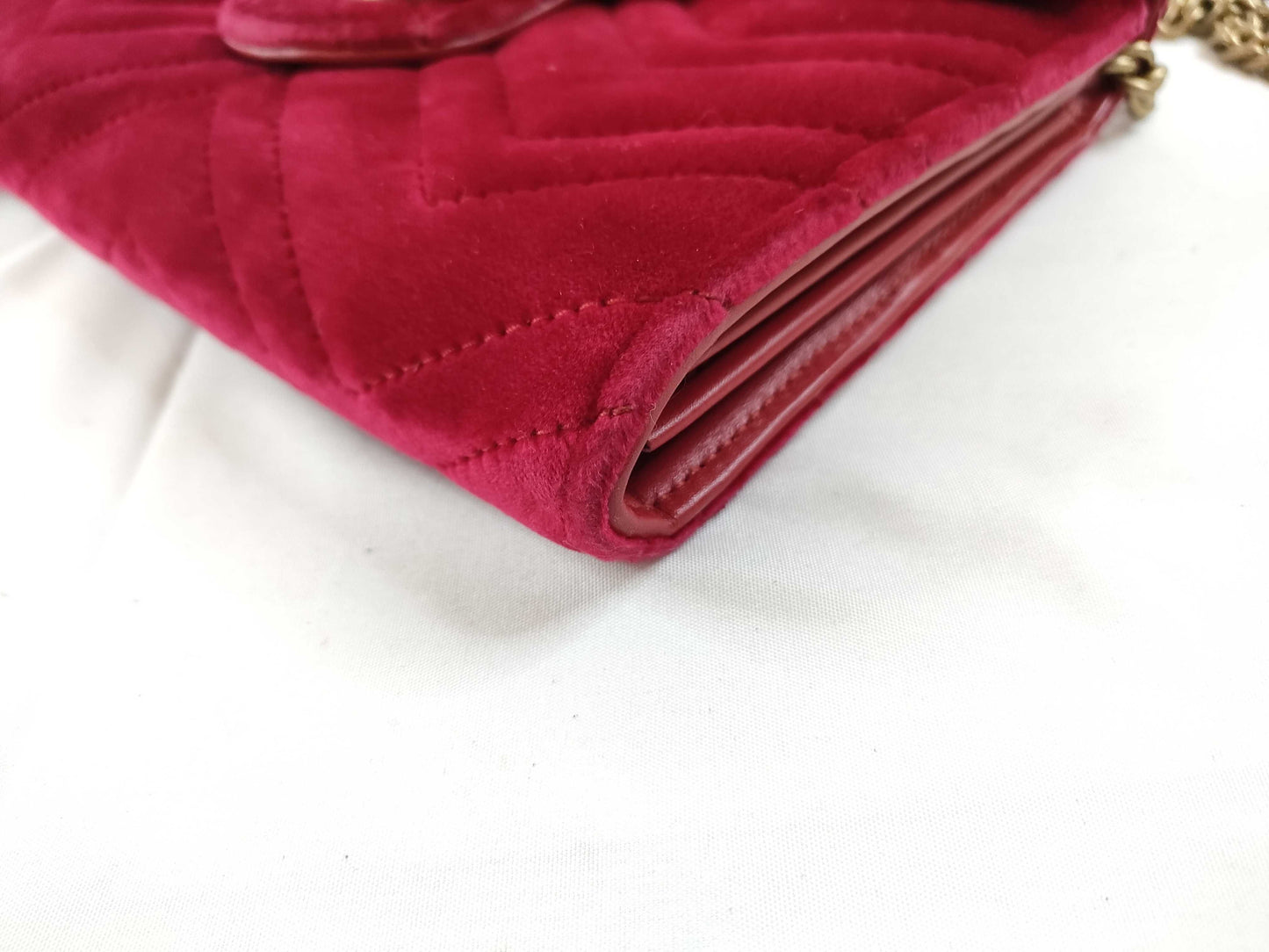 GUCCI GG Marmont Chain Wallet Shoulder Bag, Red, 474575 Shoulder Bag