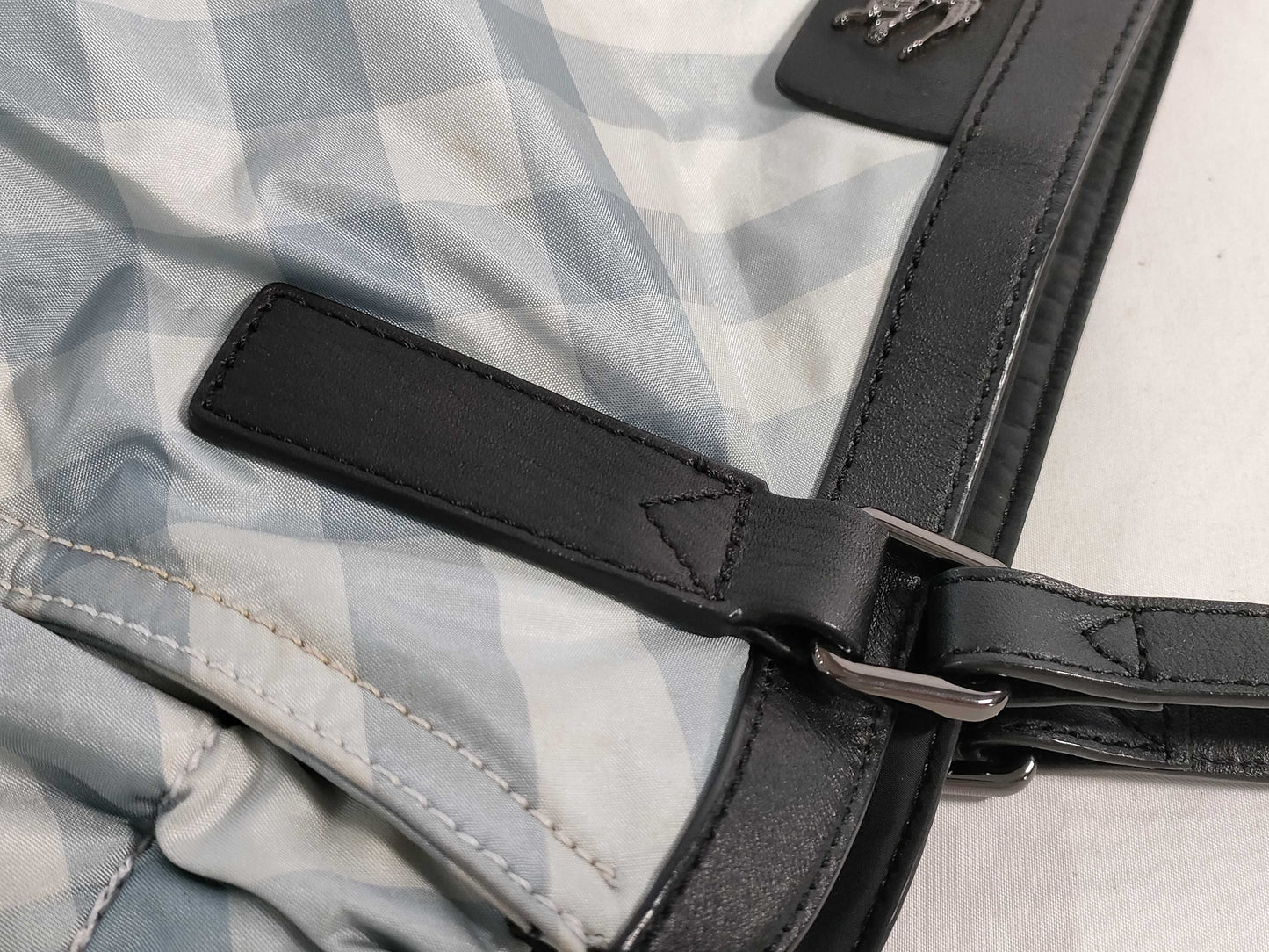 BURBERRY Nova Check Nylon Tote Bag with Horse Logo