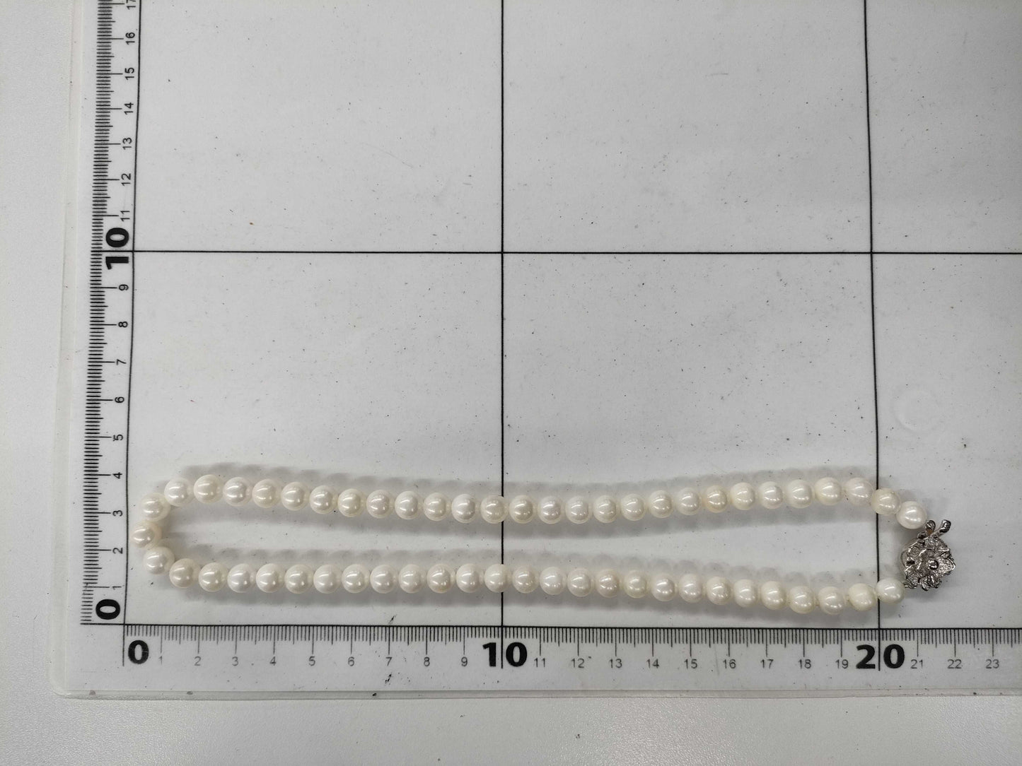 Pearl Necklace, Diameter: Approx. 7.0-7.4mm, Sterling Silver, 32.9g