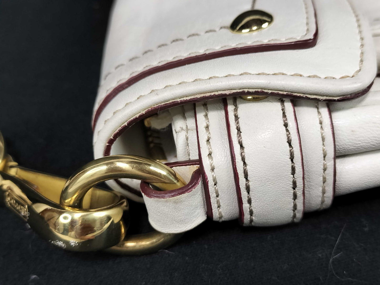 COACH Clutch Bag 12450 Turnlock Leather Off-White Clutch Bag