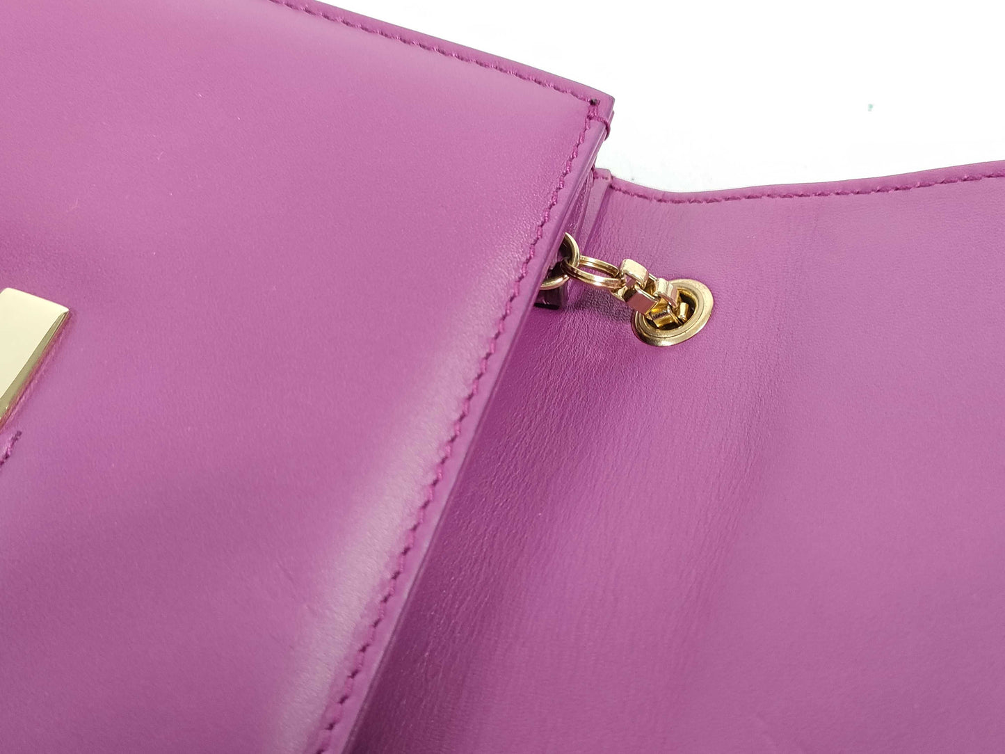 Salvatore Ferragamo Gancini Chain Calfskin Shoulder Bag Purple