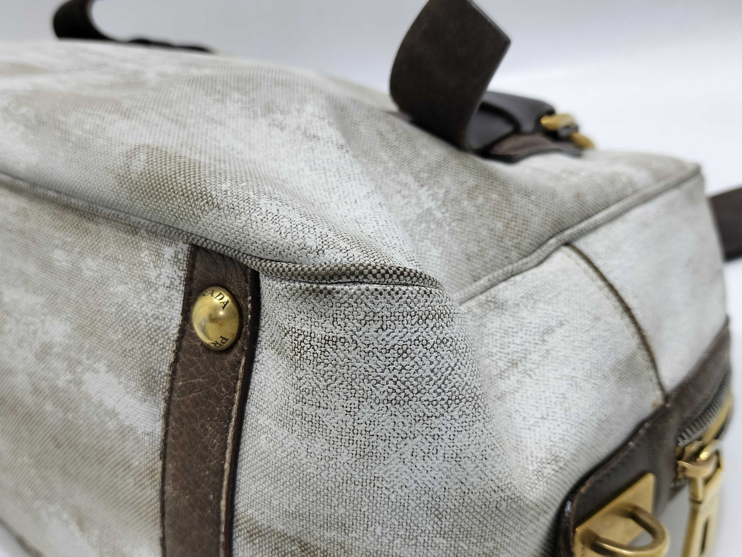 PRADA Prada Logo Jacquard Landscape Mini Boston Bag