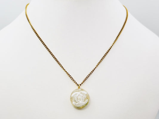 CHANEL Coco Mark Round Necklace 03A Resin Necklace