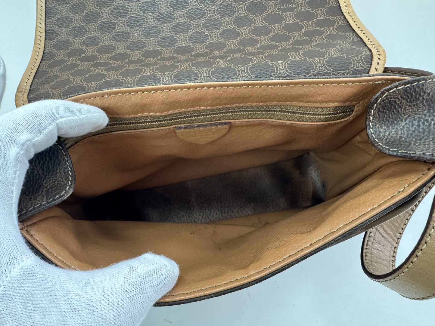 CELINE Macadam Leather Shoulder Bag