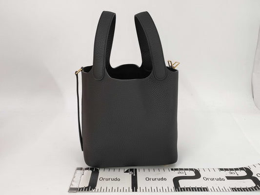 HERMES Picotin Lock 18 Black x Taurillon Clemence Leather x Gold Hardware x K Stamp Handbag