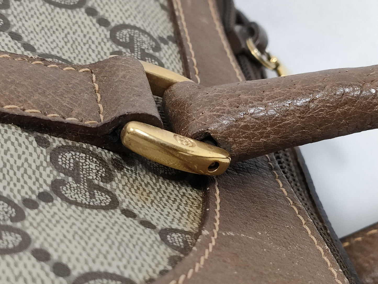 GUCCI GG Supreme Gucci Sherry Line GG Supreme Handbag 40.02.007 Brown x Beige Handbag