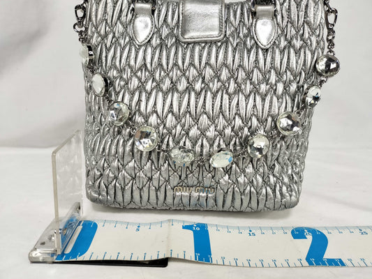 Miu Miu Miu Nappa Handbag with Crystal Jewel and Silver Accents