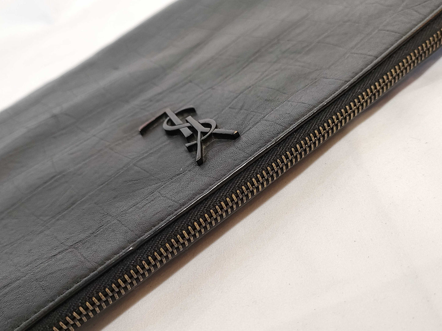 SAINT LAURENT YSL CROCO-EMBOSSED CLUTCH BAG