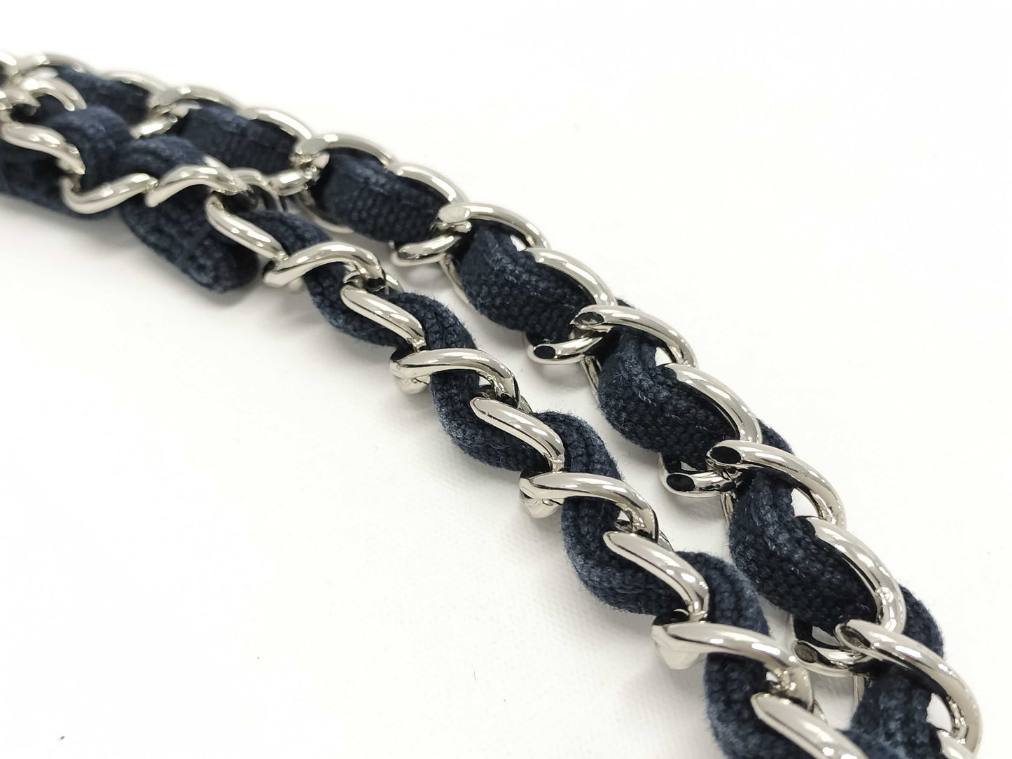 CHANEL Navy Cotton Matelasse Shoulder Bag with Silver Hardware, Size 12